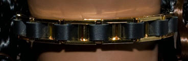 Gold and Black threaded loop close up