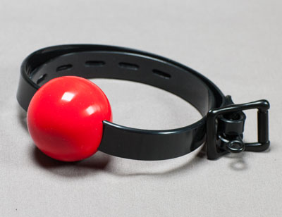 Red ball with PVC Strap, buckle view